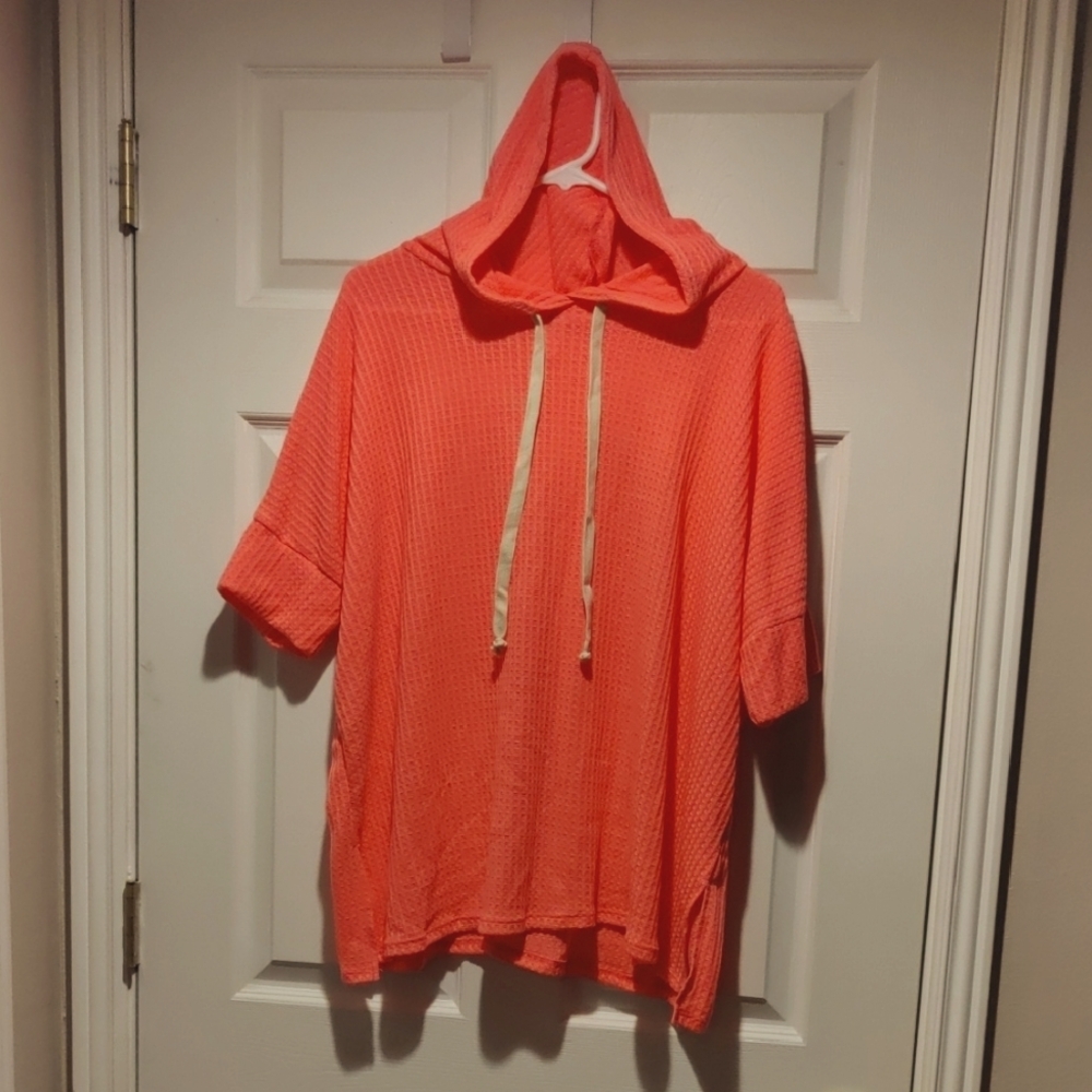 Honeyme Vibrant Short Sleeve Hot Pink Hoodie.